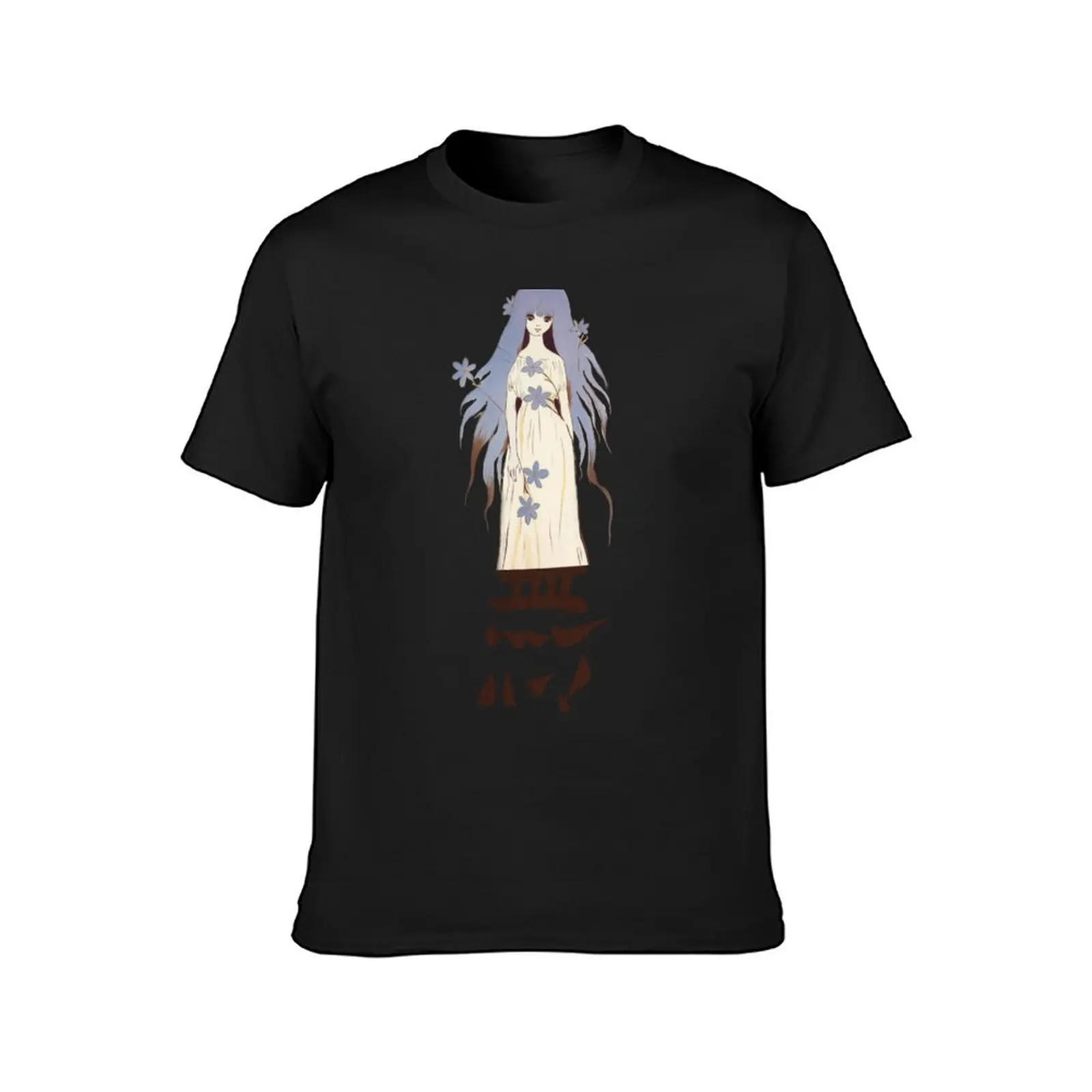 Anime girl with forget me nots T-Shirt anime clothes customizeds new edition mens vintage t shirts