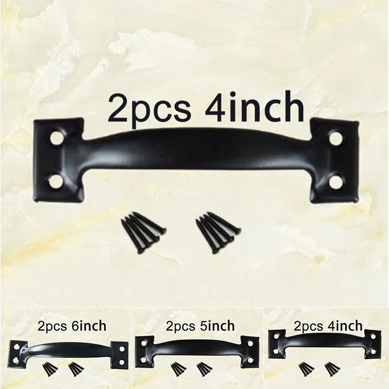 2 uds manija de puerta + 8 Uds tornillos manija de puerta de Granero tirador de manija de puerta para puertas corredizas de Granero puertas garajes cobertizos negro