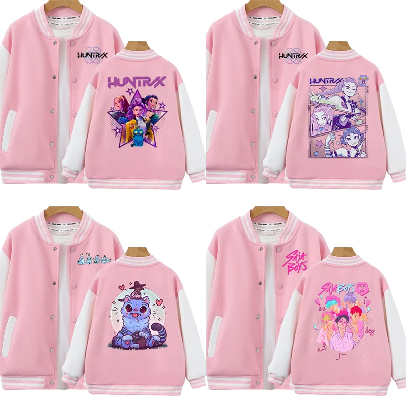 

Kids' Pink Bomber Jacket KPop Demon Hunters Baseball Jacket for Girls 2025 Movie K-Pop Harajuku Fashion All-season Outerwear
