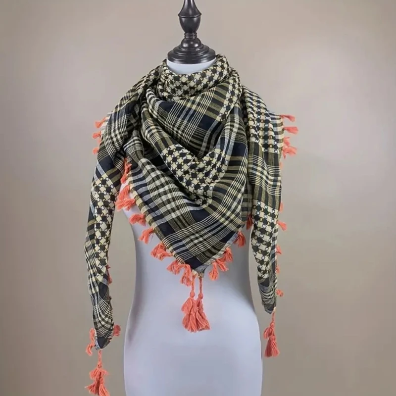 Keffiyeh tactique désert écharpe Wrap Shemagh tête cou arabe écharpe unisexe arabe Shemagh Keffiyeh Palestine écharpe