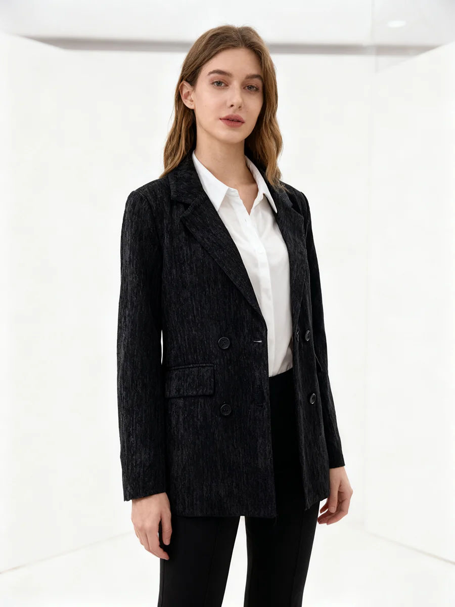 TWOTWINSTYLE solide minceur épissé ceinture blazers occasionnels pour les femmes revers manches longues minimaliste Blazer femme mode vêtements