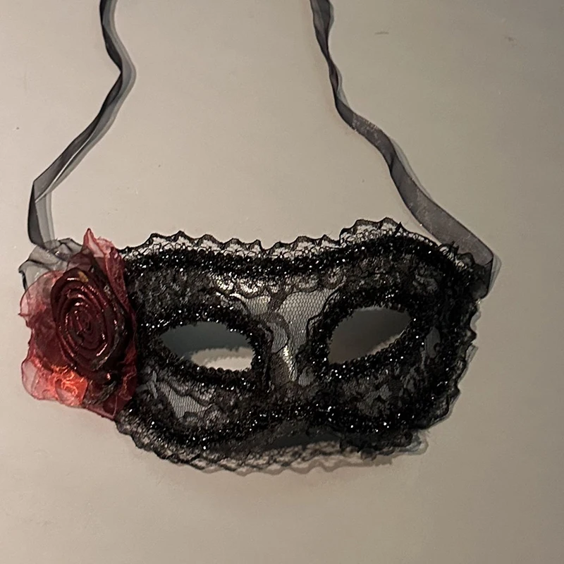 ローズブラックレース女性仮面舞踏会マスク赤い花セクシーロマンチックガールズコスプレ舞踏会誕生日パーティープロムマルディグラカーニバルデート