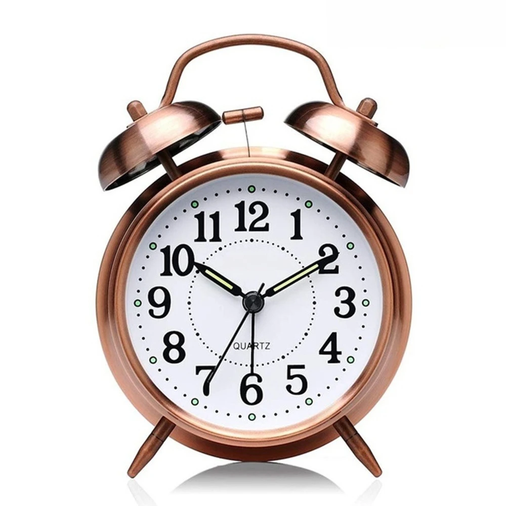 STONEGO 1PC Vintage Alarm Clock Twin Bell With Stereoscopic Dial Backlight Desk Clock Loud Alarm Clock