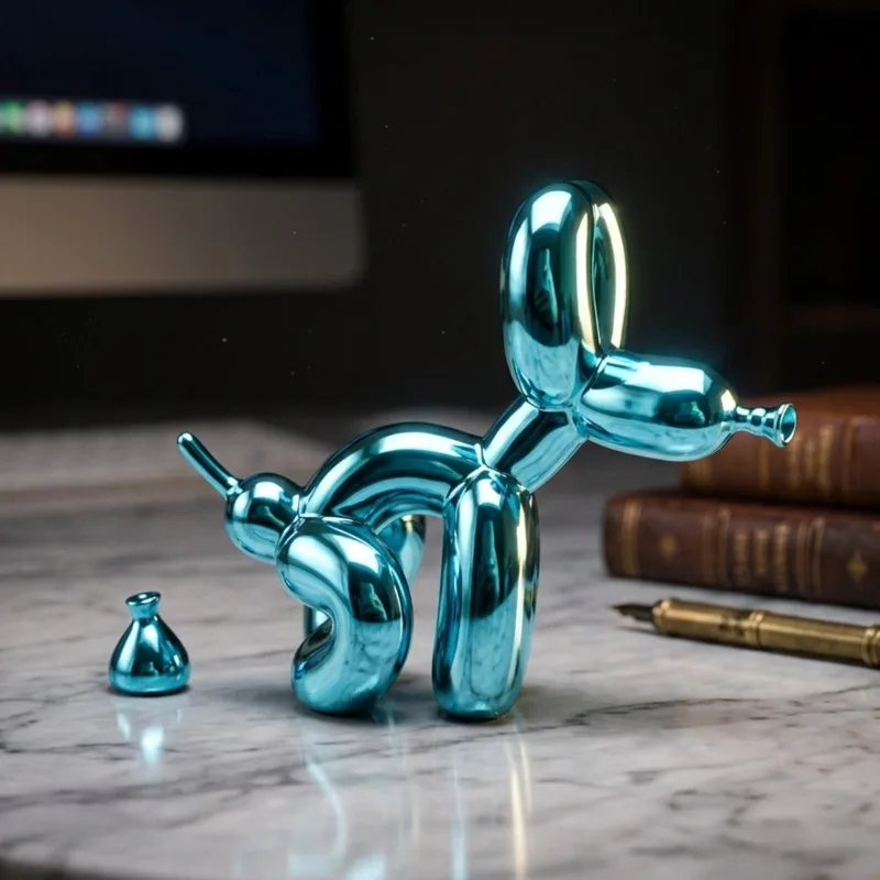 Dog Poop Balloon Figurine Resin Electroplated Cute Quirky Table Ornament Home Desk Decor Gift For Kids Teens Pet Lovers Birthday