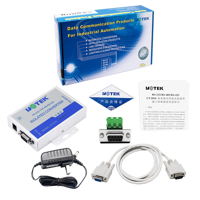 High Quality Industrial DB9 RS232 to RS485 RS422 Converter Adapter with Isolated Anti Lightning Surge Connector UT-2016