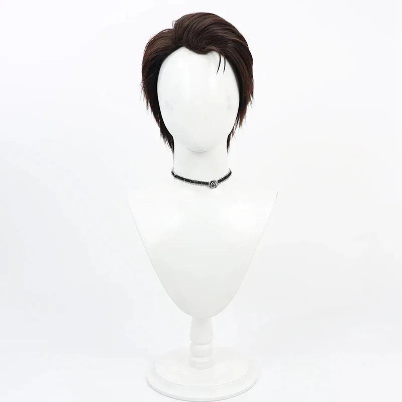 Juego LOL Arcane Jayce Talis peluca de Cosplay pelo sintético corto marrón oscuro resistente al calor Halloween carnaval juego de rol