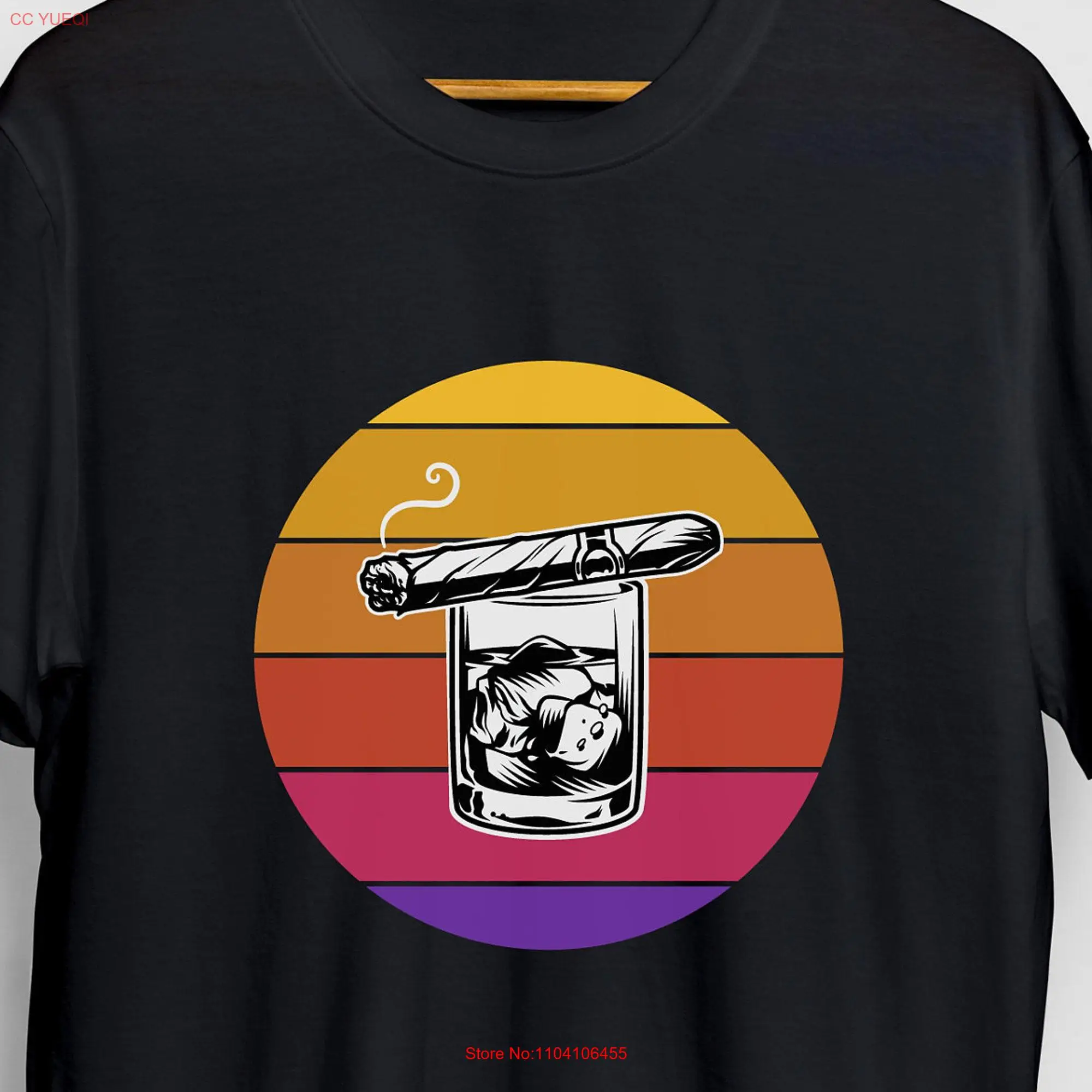 Retro Cigars T Shirt and Bourbon Smoker Cigar Cuban  long or short sleeves