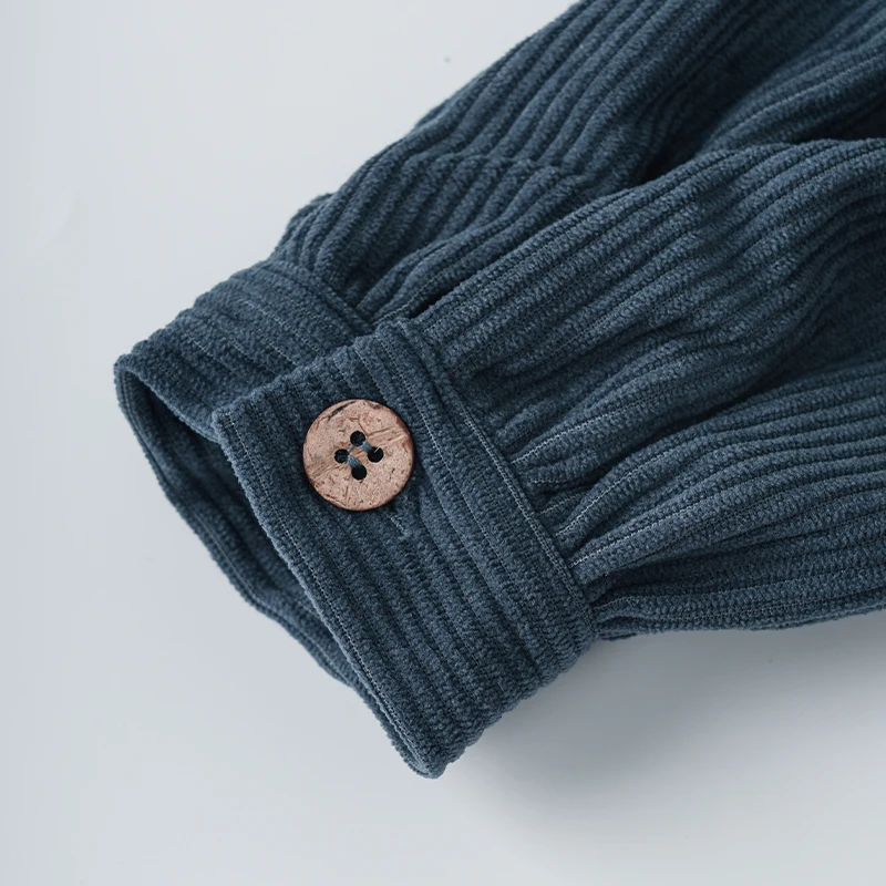 Lässiges Cordkleid für Mädchen 2026 Retro Herbst Neu Kinderkleid mit Revers Knöpfen Langarm mit Taschen Winterkleidung – Detail 33