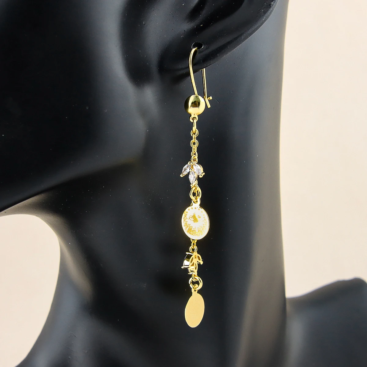 Türkische Münzen Halskette Set 21 Karat vergoldet Kupfer arabische elegante Zirkon Schmuck für Frauen Hochzeits feier Geschenke – Detail 7