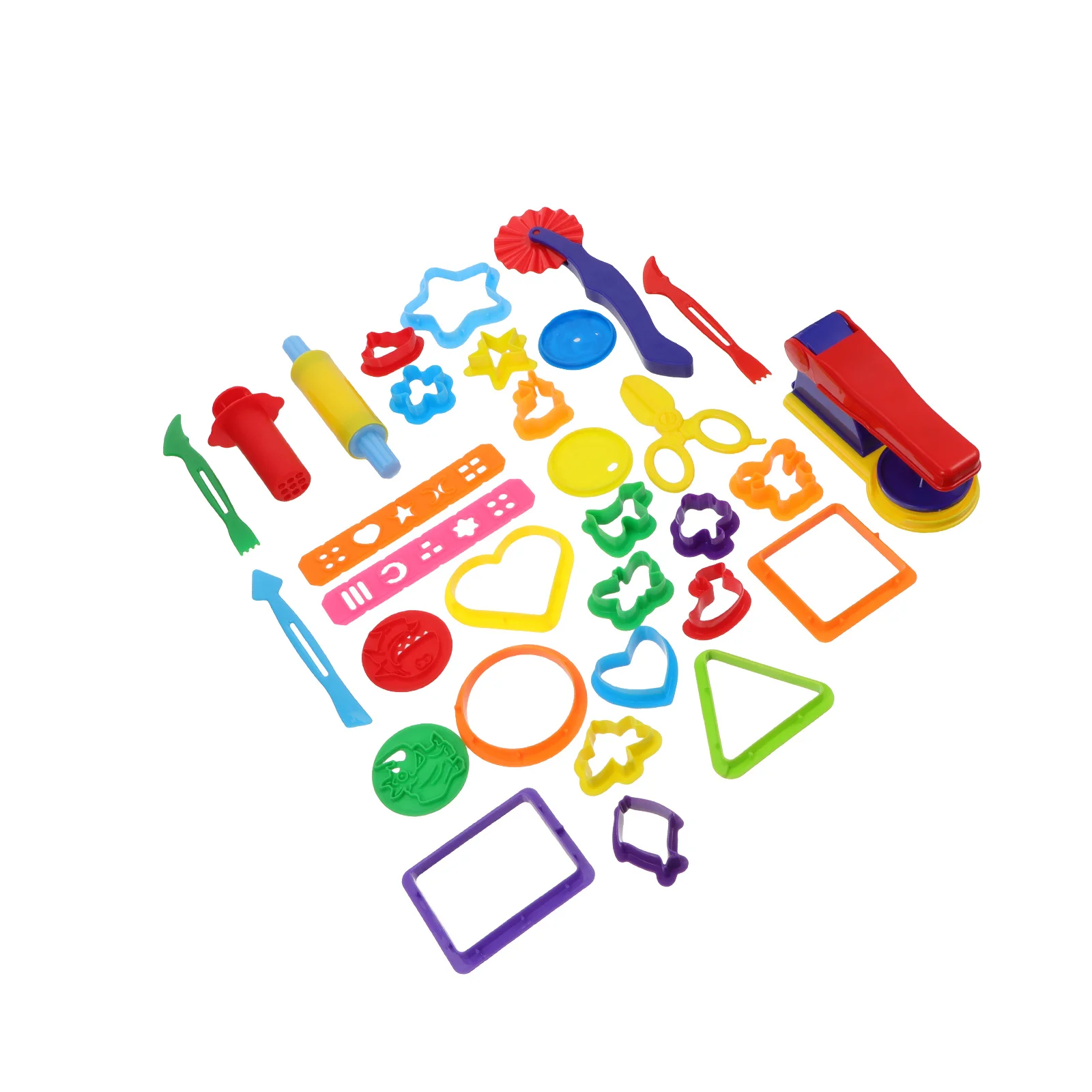 Ensemble de 32 outils en argile colorée, moules éducatifs créatifs pour enfants, pour la fabrication de nouilles DIY, artisanat artistique, nettoyage facile, rangement triangulaire