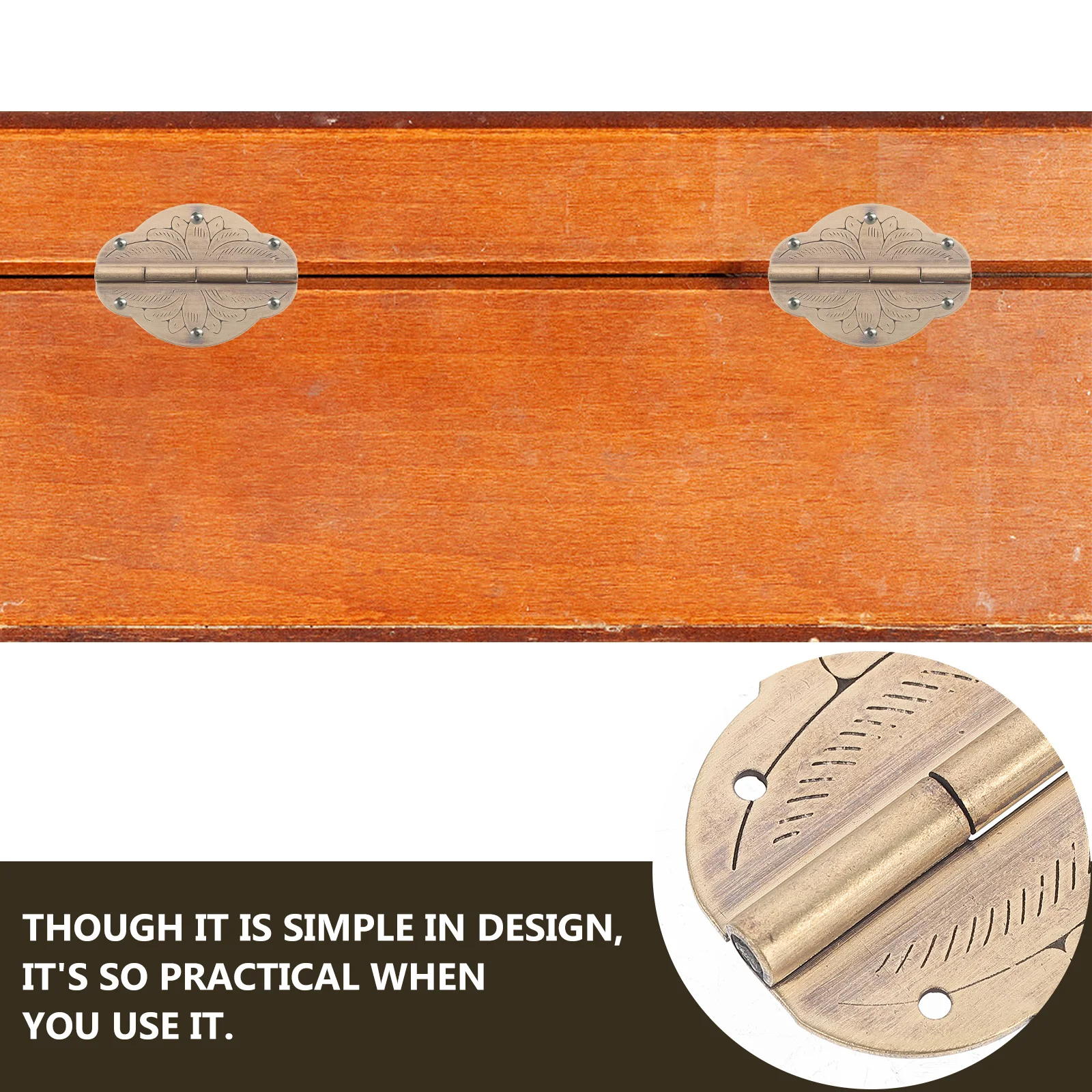 

2Pcs Small Hinges for Wooden Box Brass Finish Cabinet Hinges for Drawer Jewelry Case Furniture Repair Decorative Box Hardware