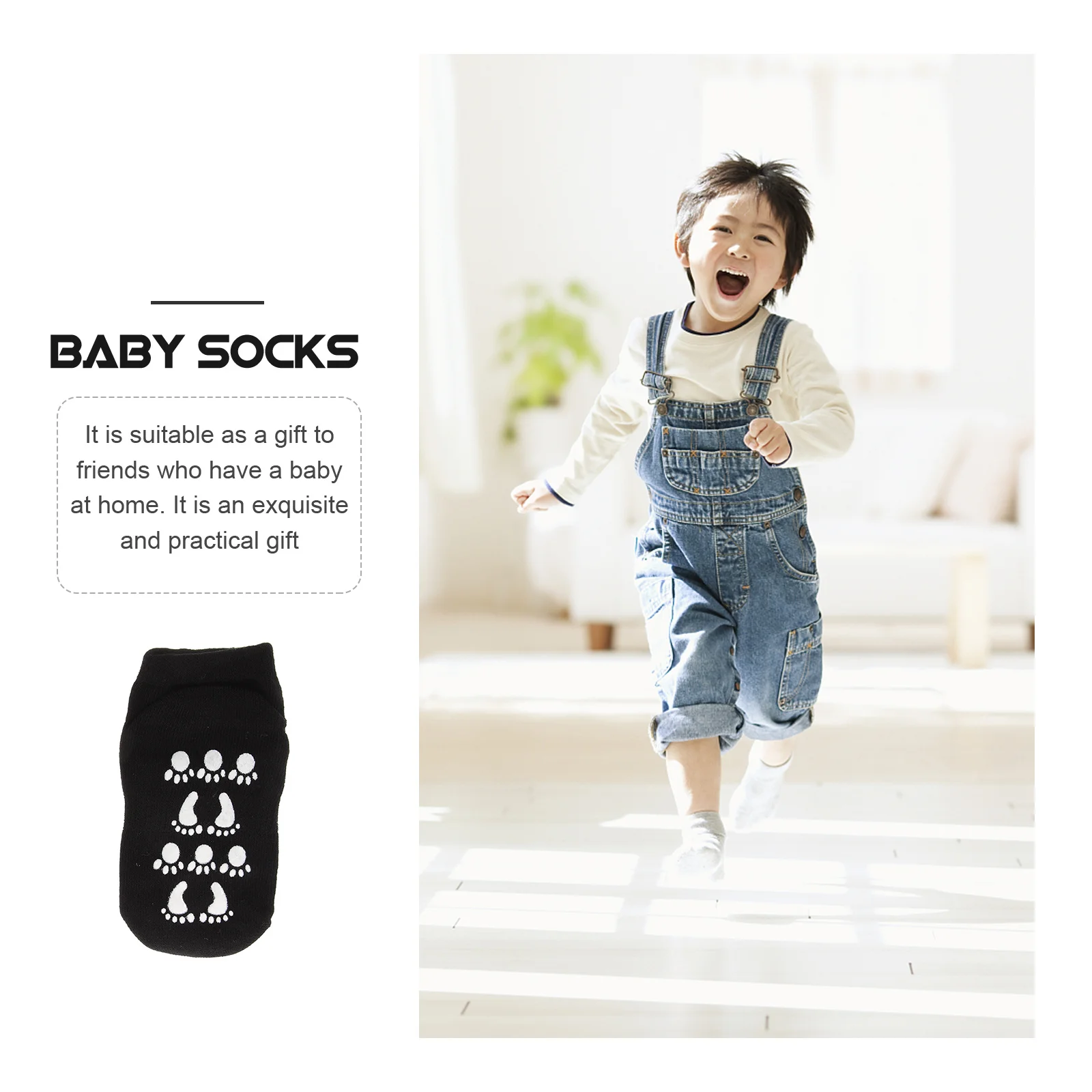 

5pcs 5 Pairs Anti-Slip Baby Cotton Kids Floor Boat Grip Socks For Children Non-Skid Ankle Socks Unisex Wearable Year-Round