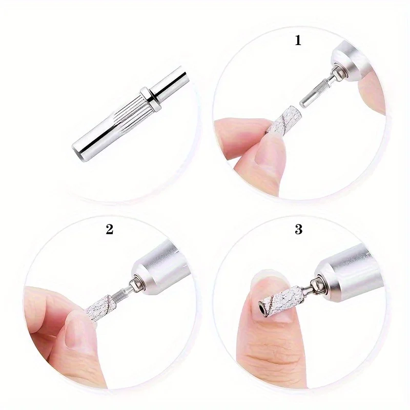 Kit-3 ชุดดูแลเล็บขนาดเล็ก: แถบขัดสแตนเลส 3 มม., เล็บสําหรับผู้ถือแหวนกระดาษทราย 3/32 อุปกรณ์เจาะเล็บ