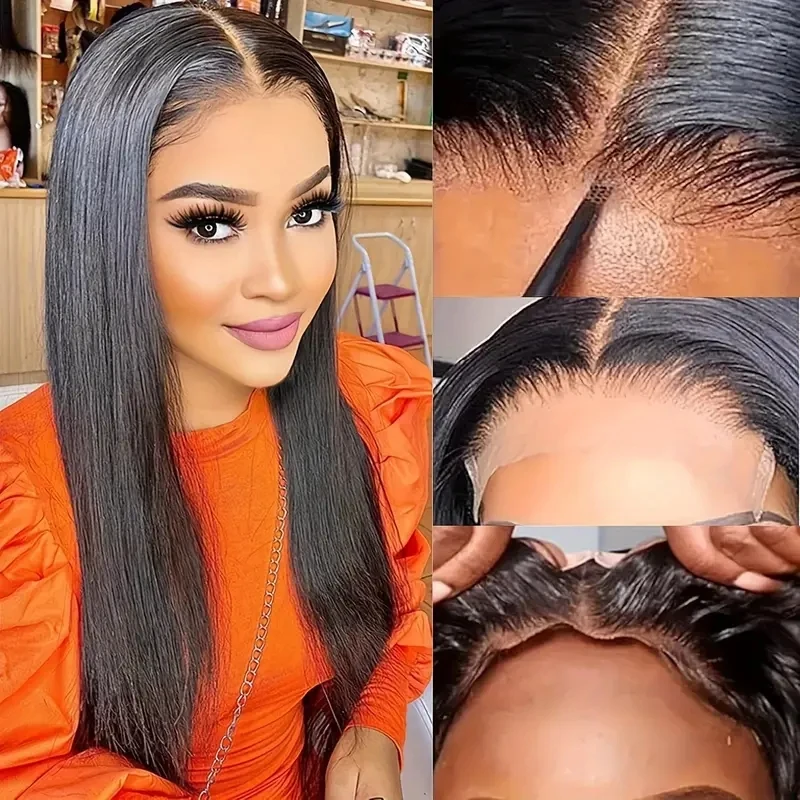 180 Density Straight 13x4 Lace Frontal Wig Transparent Lace Front Wigs Brazilian 26 30 34 Inches Bone Straight Human Hair Wigs