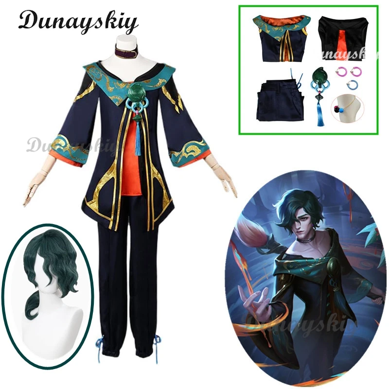 Game LoL The Visionary Hwei Men Cosplay Costume Cos Game Hwei Wig Women Men Party Uniform Hallowen Play Role Clothes Clothing