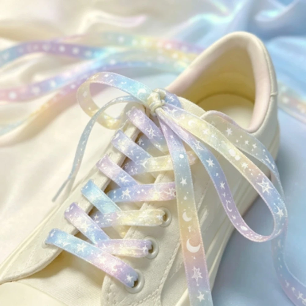 Reflective Star Flat Canvas Shoelaces Double‑Sided High‑Bright Luminous Laces Unisex Sneaker Shoe Accessories
