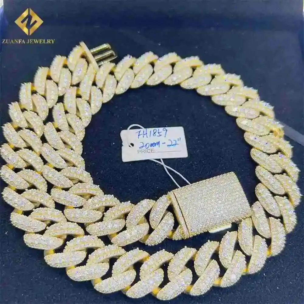 

Iced Out 20mm Silver 925 Chain Vvs Moissanite Cuban Link Chain