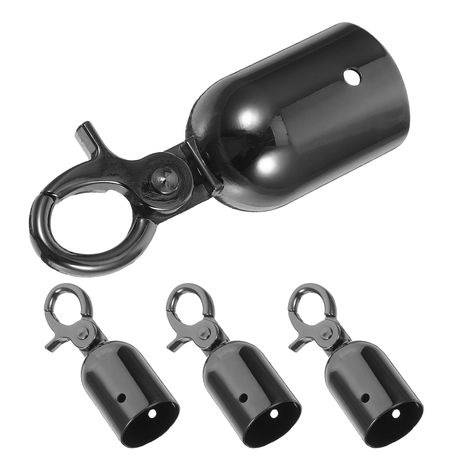 

4Pcs Rope End Stopper 28Mm Black Zinc Alloy Cord End Caps for Guardrail Connections Heavy Duty Metal Rope Hook for Stanchions