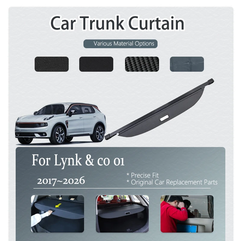 Чехлы на заднее багажник автомобиля для Lynk & co 01 2017 2018 2019 ~ 2026, выдвижная стойка для хранения багажника, перегородки, укрытия, аксессуары