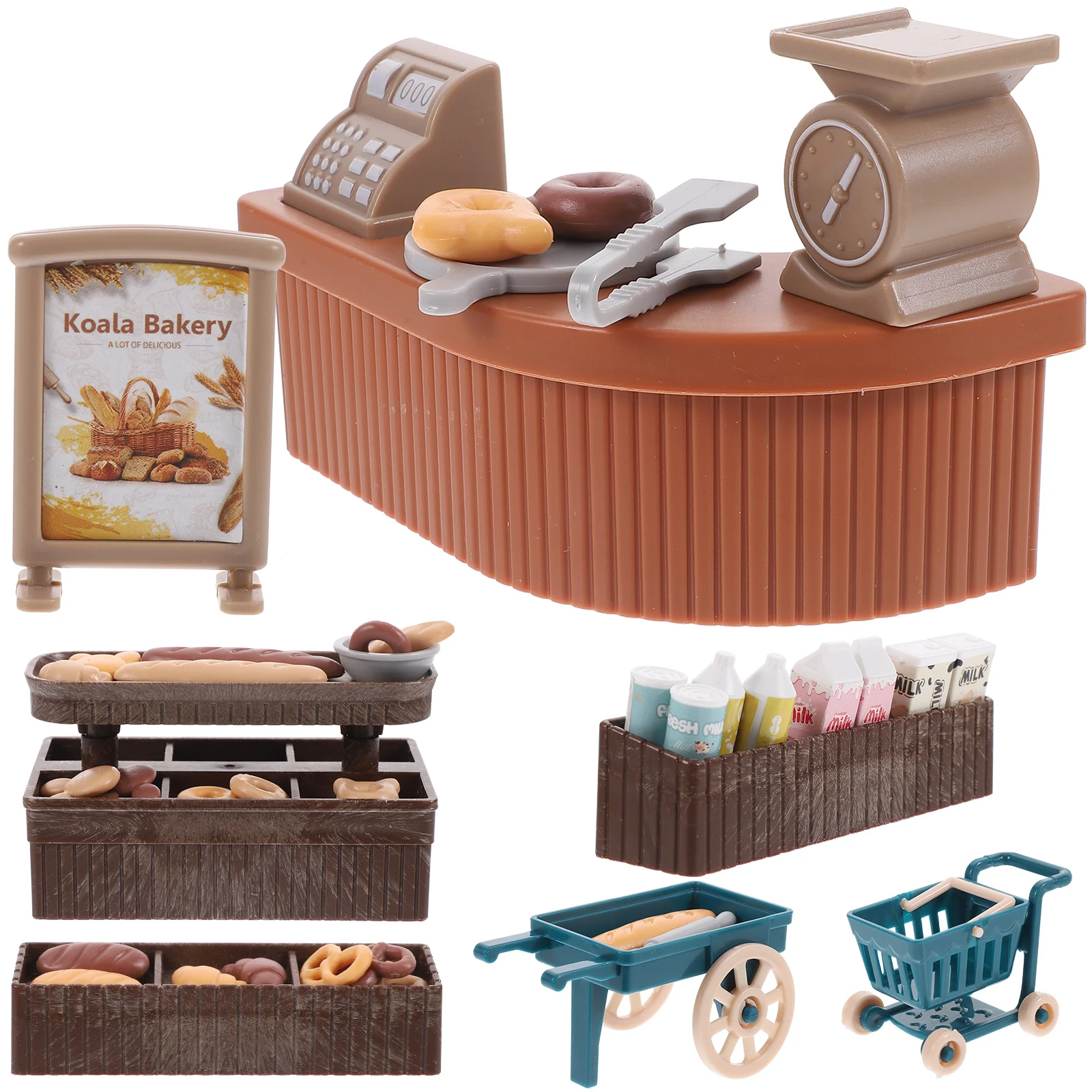 1 Set of Miniature Bakery Decorations Simulation Bread Cart Mini House Layout House Kitchen Scene Prop