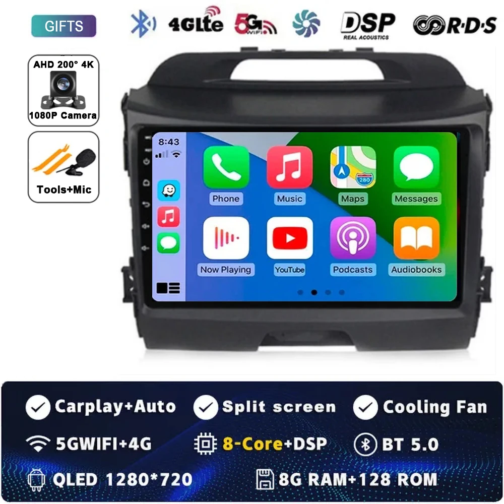 Android 15 Autoradio Android Voor KIA Sportage 3 Sportage R 2010-2016 Carplay Multimedia Speler autoradio 4G wifi Qualcomm 2din