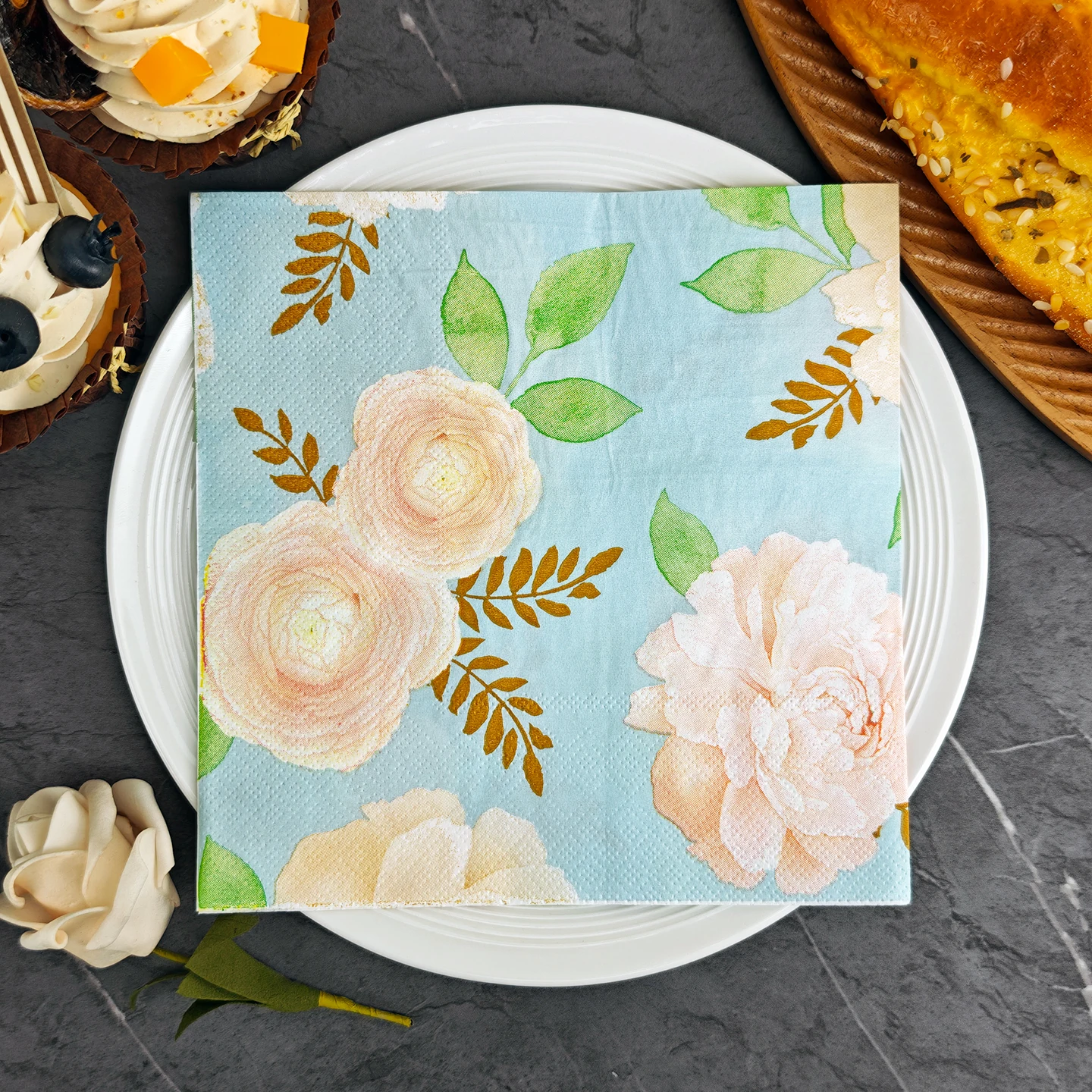 20/50pcs 33*33cm 2ply Pink flowers leaves paper Napkins Suit