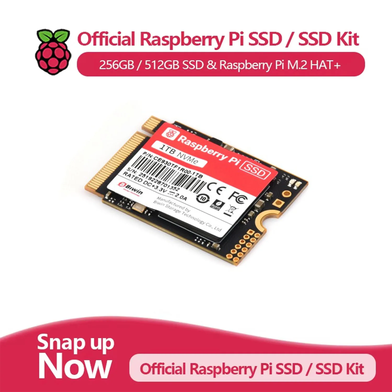 Raspberry Pi 5 Official M.2 NVME 2230 SSD Kit Raspberry Pi SSD 256