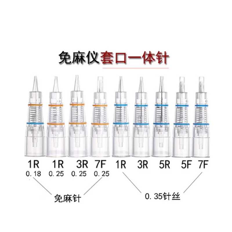 10pcs non-anaesthetic Microblading tattoo syringe, permanent makeup accessories for eyebrows and lips, push-in 1R