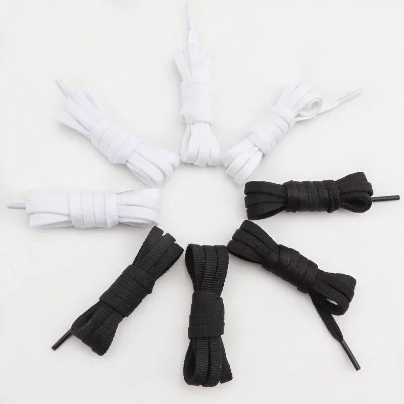 Classic White Black Shoelaces 6mm Width Flat Shoe Laces for Sneakers Basketball Shoes  90/120/140/160CM Shoes Accessories 1 Pair