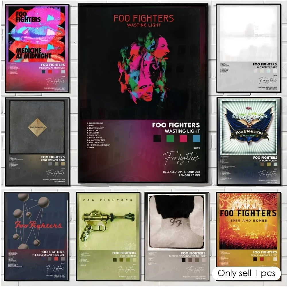 F-foo fighters Album Cover Painting Calligraphy Cotton Canvas Wall Art Poster HD Print Modern Home Decor Painting