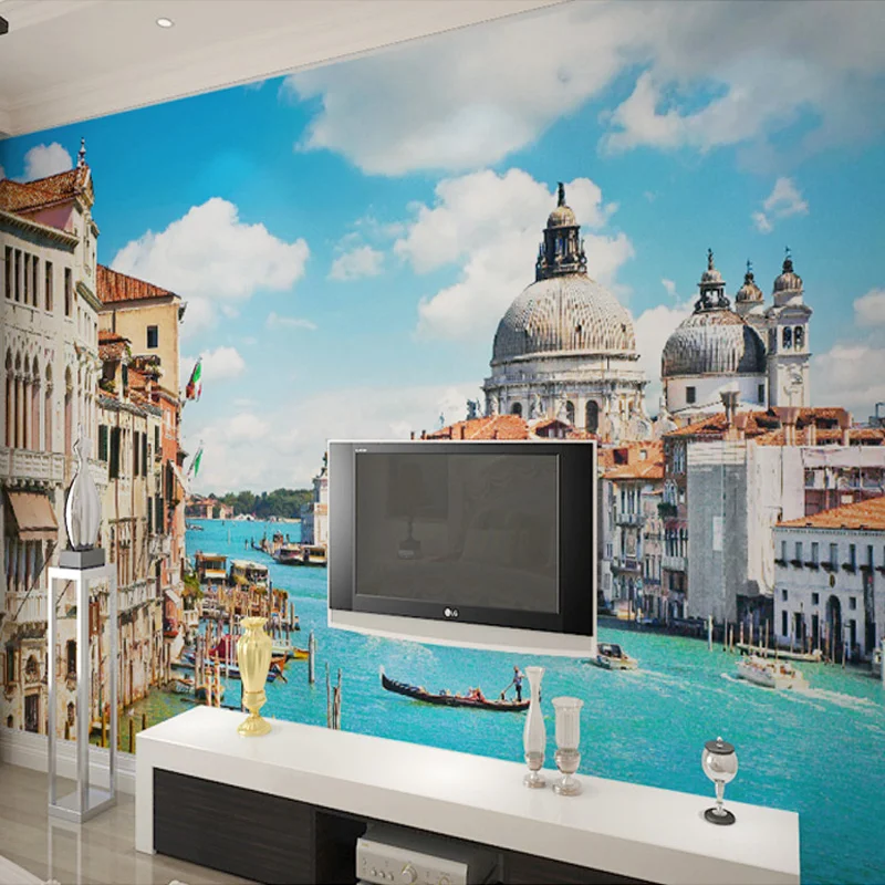 Tùy chỉnh Ảnh Treo Tường 3D Venice Xây Dựng Lớn Tranh Treo Tường Phòng Ngủ Phòng Khách TRUYỀN HÌNH Hình Nền Papel Pintado Pared