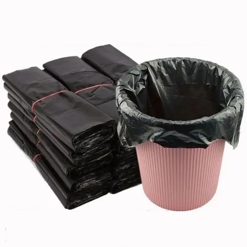 Black Vest Type Plastic Garbage Bag Extra Thick Leak Proof Garbage Bag Portable Home Light Proof Bathroom Bedroom Garbage Bag