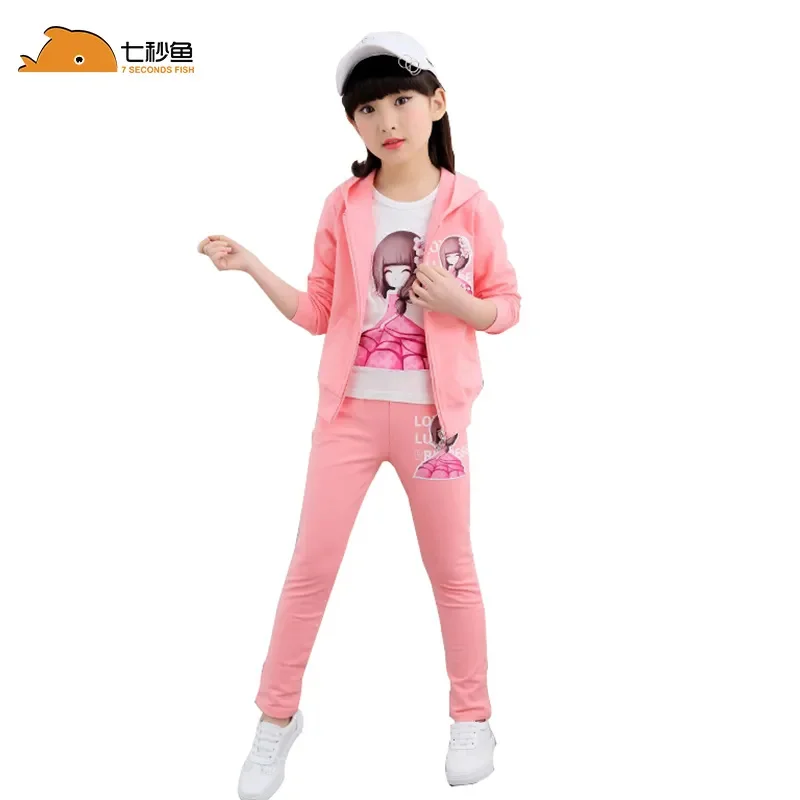 Girls Sets Spring Autumn 2023 Young Outfits Sport Kids Tracksuit Children Clothing 6 8 10 12 14 Years 2 Pieces