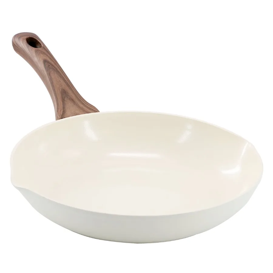 Amberg Choice 12 Inch Ceramic Nonstick Forged Aluminum Frying Pan in Off-White
