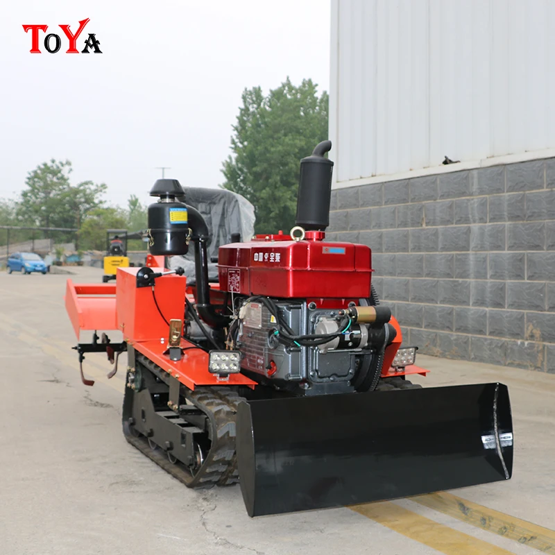 Small rotary tiller diesel agricultural vegetable planting machine crawler plow rotary tiller.Customized