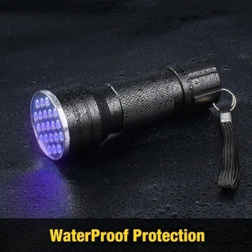 Fashion Portable UV Flashlight 21 LED Lamp Beads Alloy Pet Urine Detector Lightweight Durable Camping Accessories