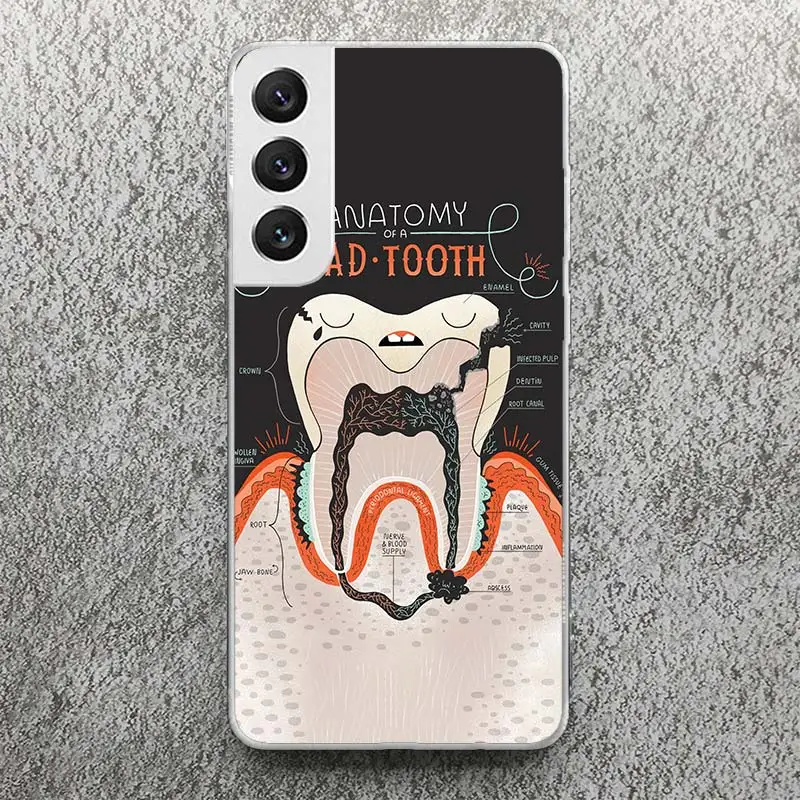 Wisdom Teeth Dentist Tooth Print Soft Case for Samsung Galaxy S24 S23 S22 Ultra S21 S20 FE S10 Plus Phone Shell S9 S8 + S10E Pat