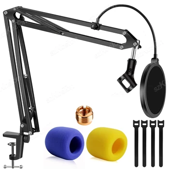 Microphone Stand Kit for Blue Yeti Adjustable Suspension Scissor Boom Arm for SM7B HyperX