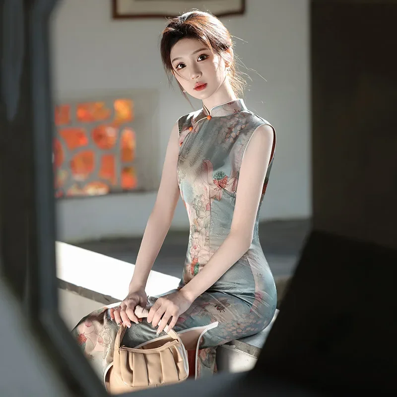 

Sleeveless Chinese Style Cheongsam Improved Young Style 2025 Women's New Chinese Retro Slim Fit Summer Qipao