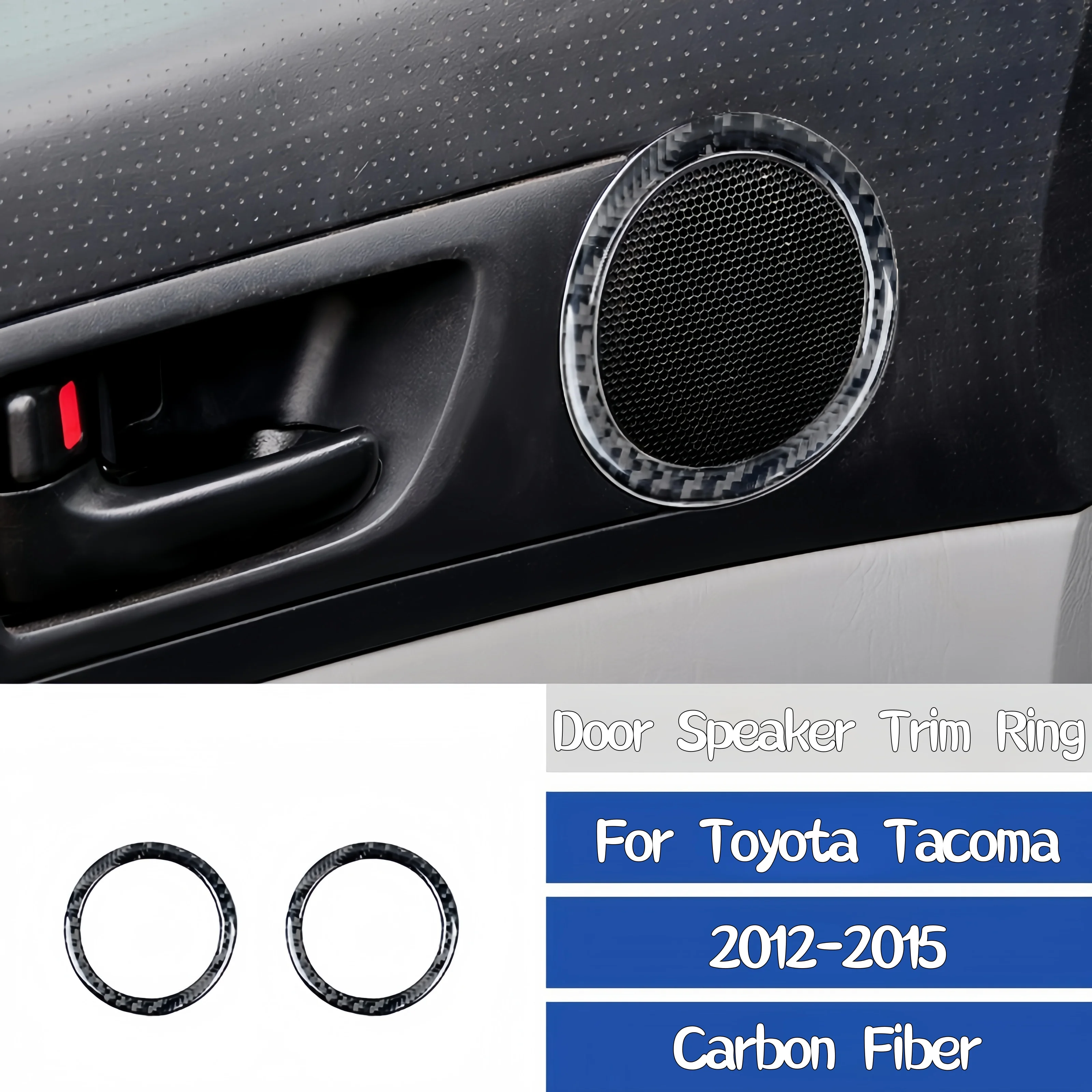

For Toyota Tacoma 2012 2013 2014 2015 Carbon Fiber Car Door Audio Speaker Trim Ring Decoration Sticker Interior Accessories