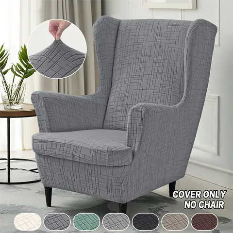 Thicken Jacquard Wing Chair Cover High Back Armchair Covers Non Slip Sofa Slipcovers with Seat Cushion Cover Home funda sofá