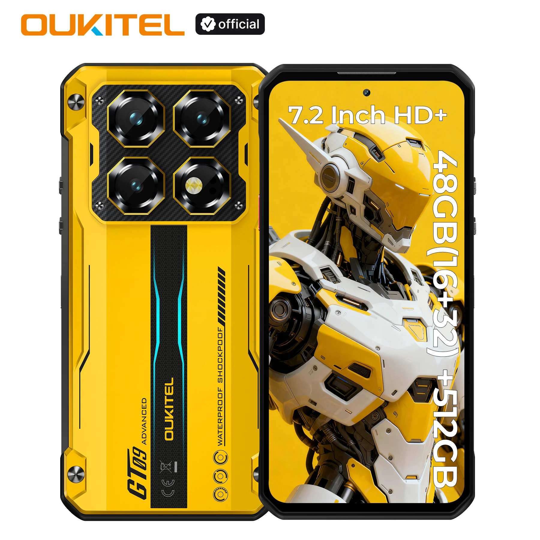 OUKITEL WP60 10000mAh Rugged Phone 7.2” HD+ Display 48GB(16+32) +512GB MTK 7025 Smartphone Android 15, 108MP Camera, NFC, 120Hz