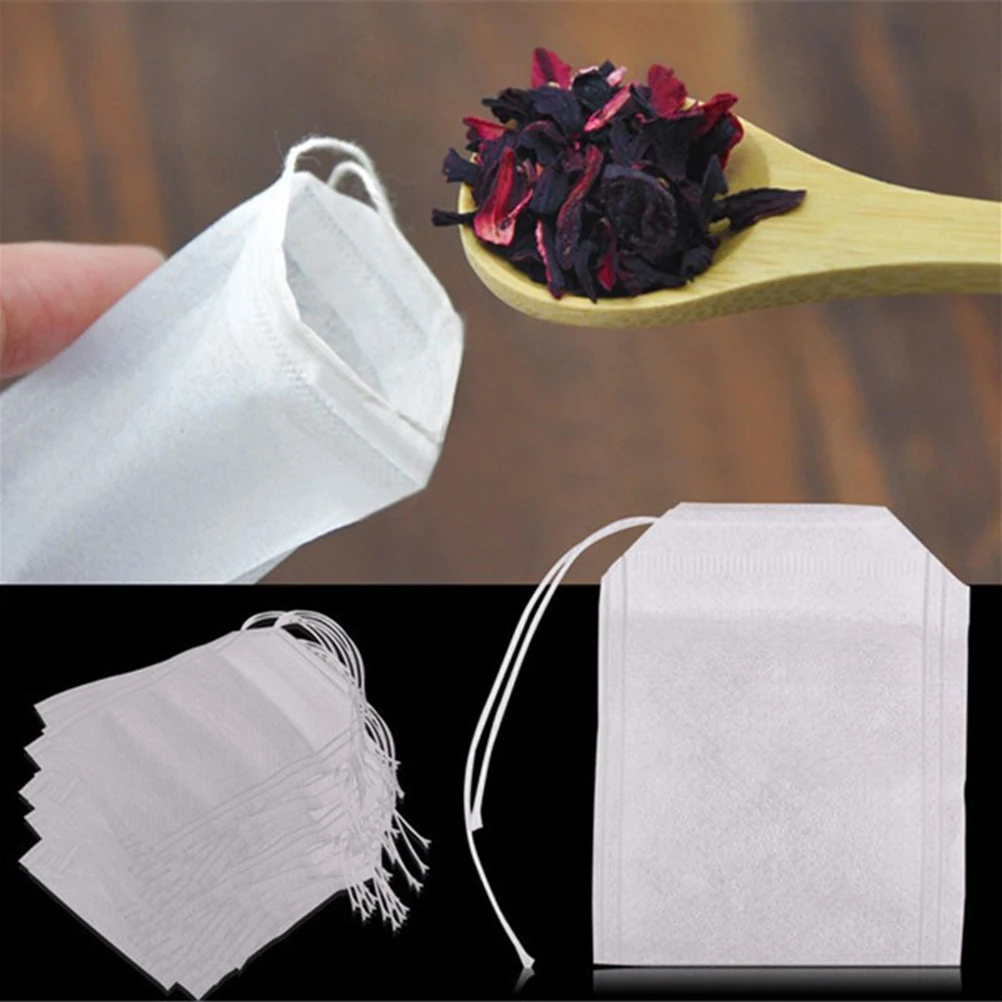 

200Pcs Non-Woven Tea Bags Empty Bag for Loose Leaf Tea Herbal Powder Decoction Rope White Decocting Bags Bag for Decocting