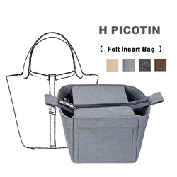 For H Picotin18 22 26 Felt Cloth Insert Bag Organizer Makeup Bucket Organizer Travel Inner Purse Portable Cosmetic Bags