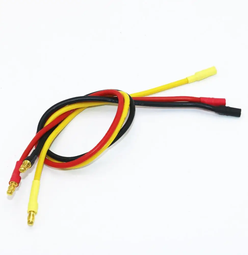 10 peças 16awg 300mm fios de extensão de plugue banana 3.5mm conector de bala banhado a ouro plástico para avião rc drone motor sem escova e