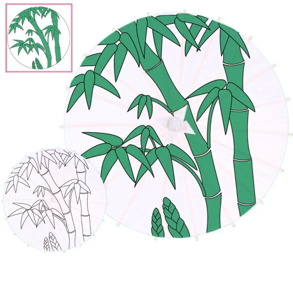

Vintage Oil Paper Umbrella DIY Comfortable Grip Blank Paper Umbrella Hand Painted Summer Shade Wood Drawing Umbrella