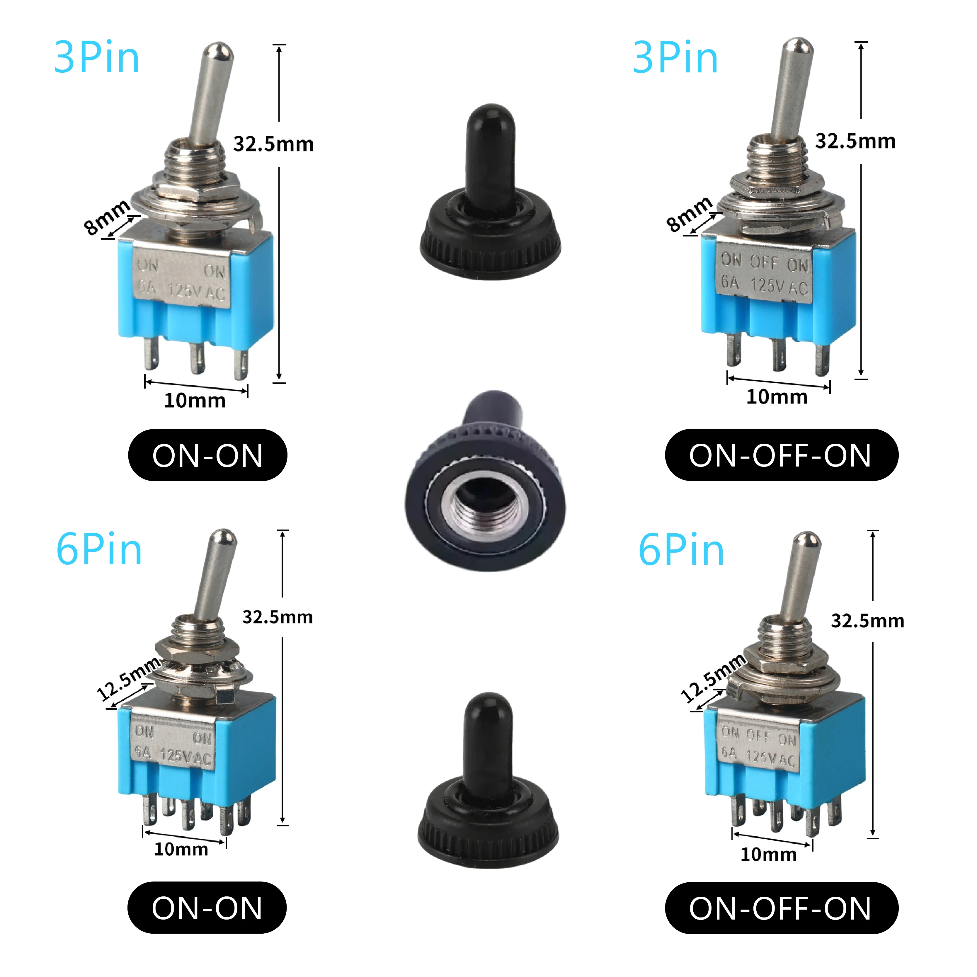 

Toggle Switch ON-OFF-ON / ON-ON 3/6Pin MTS-102 103 202 203 125V/6A 250V/3A Power Button Switch