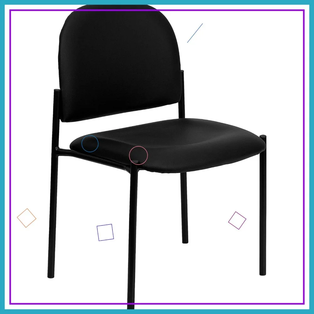 

Modern Stackable Side Chair with Padded Seat, Comfort Vinyl Upholstered for Office Living Room Reception, Black