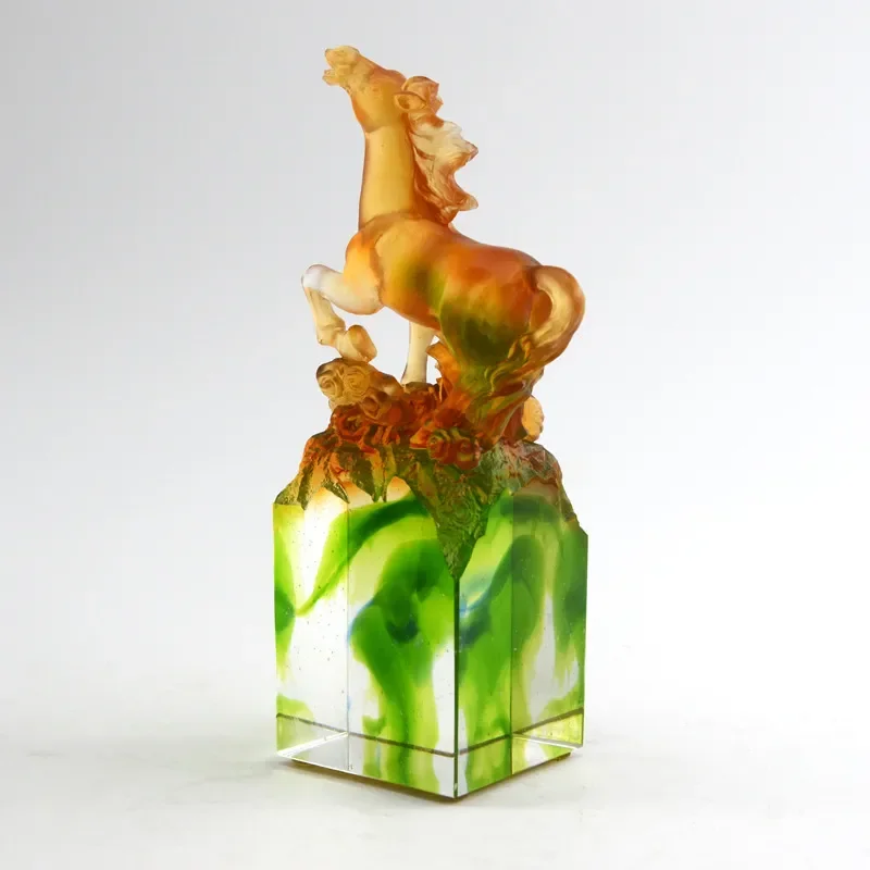 Glazed Ceramic Horse Figurine Chinese Zodiac Year of the Horse Ornament Home Office Desk Decor Feng Shui Success Gift for