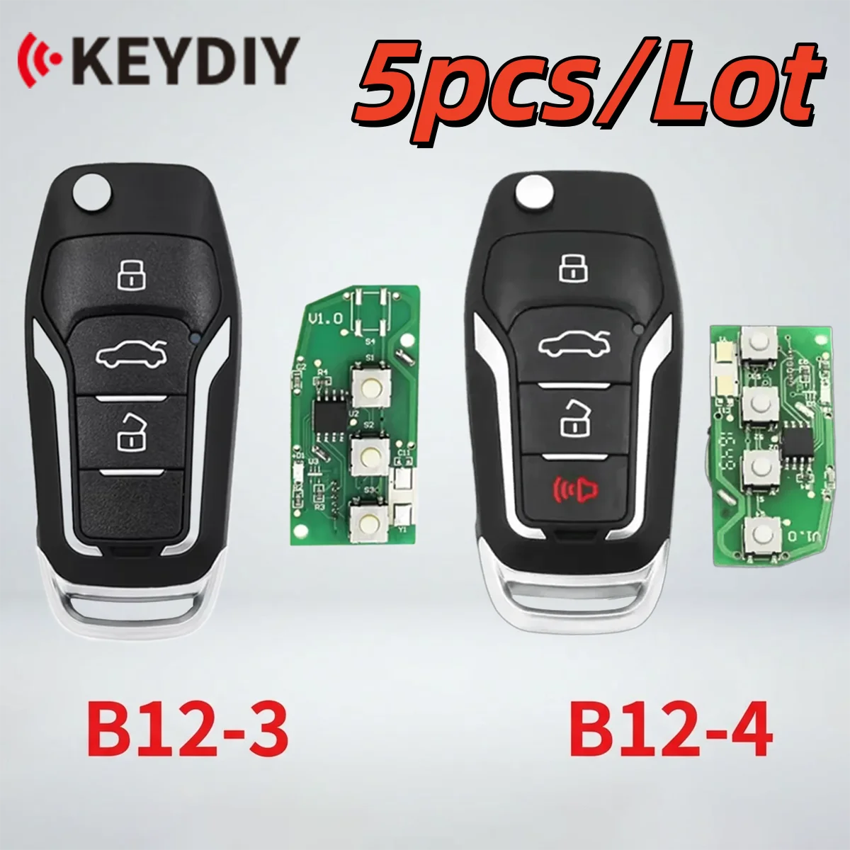 5Pcs/lot B12-3/4 KEYDIY Remote Control 3 4 Buttons KD Universal Car Remote Key For KD900/KD-X2 KD MINI/ URG200 Programmer